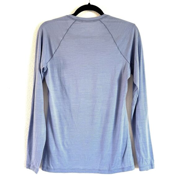 SmartWool Women’s Merino 150 Wool Base Layer Shirt Long Slv Striped Blue - Picture 2 of 9